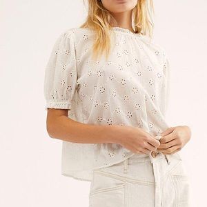 Free People Letters to Juliet Ivory Eyelet Tie Top